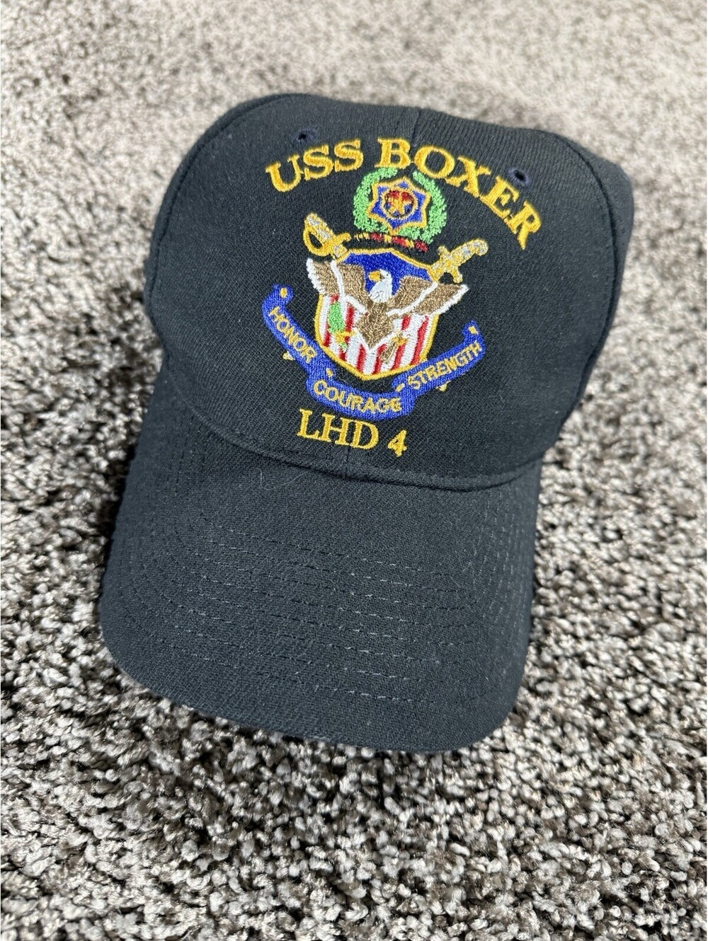 The Corps USS Boxer LHD 4 Logo Baseball Cap Hat Adjustable Strap